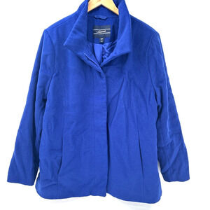 Lands End Coat Womens 18 W Royal Blue Lined Hidden Button Front + Pockets